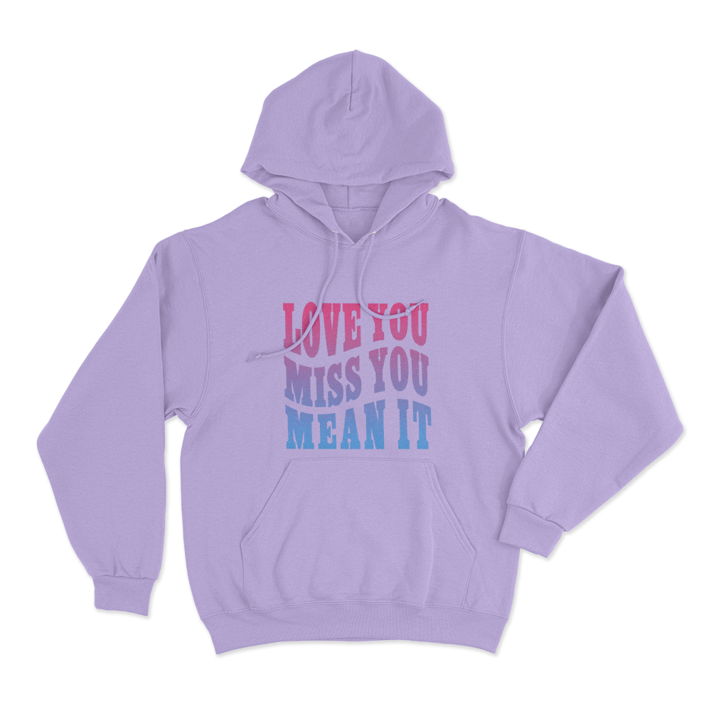 Love Yu Miss You Mean You Unisex Hoodie Purple Love Yu Miss You Mean You Unisex Hoodie Purple