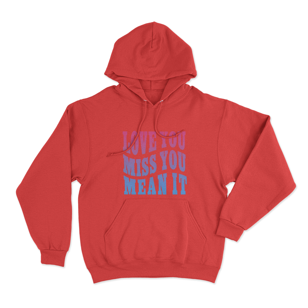 Love Yu Miss You Mean You Unisex Hoodie Red Love Yu Miss You Mean You Unisex Hoodie Red