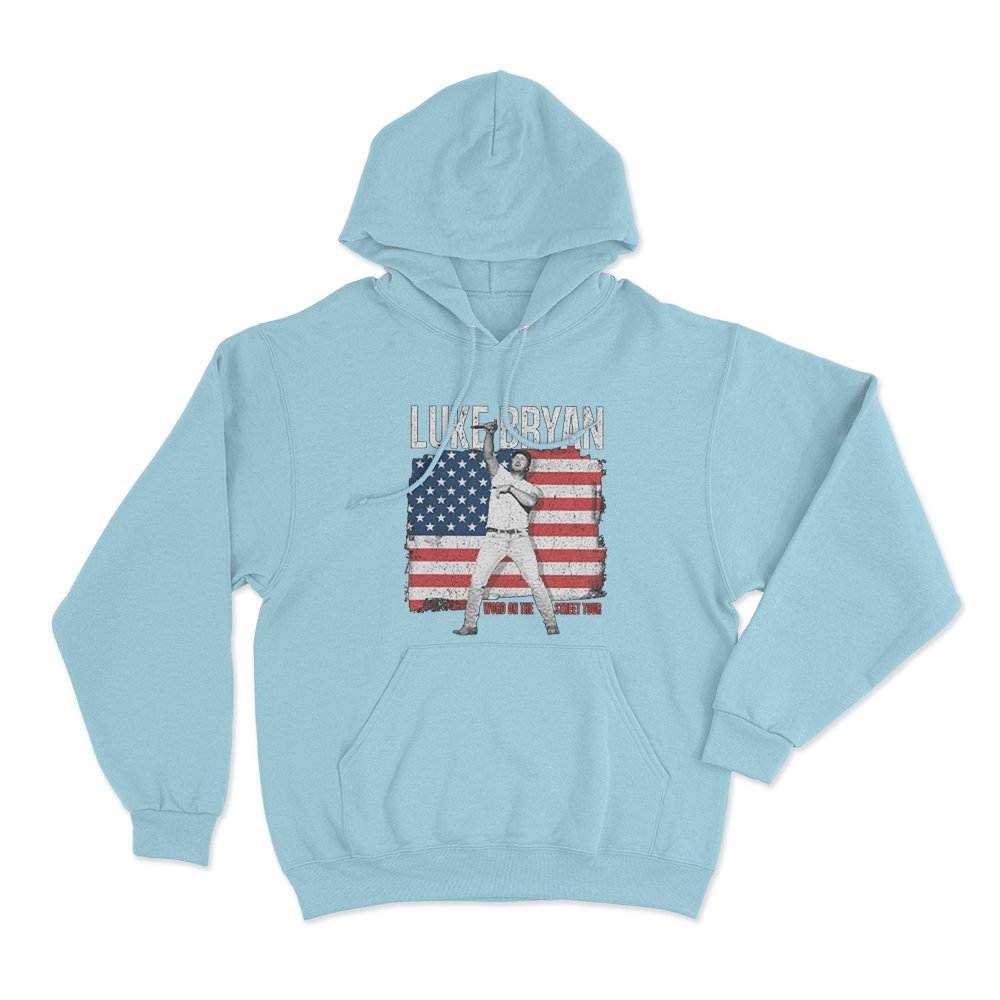 Word OnThe Street Flag Unisex Hoodie Sky Blue Word OnThe Street Flag Unisex Hoodie Sky Blue